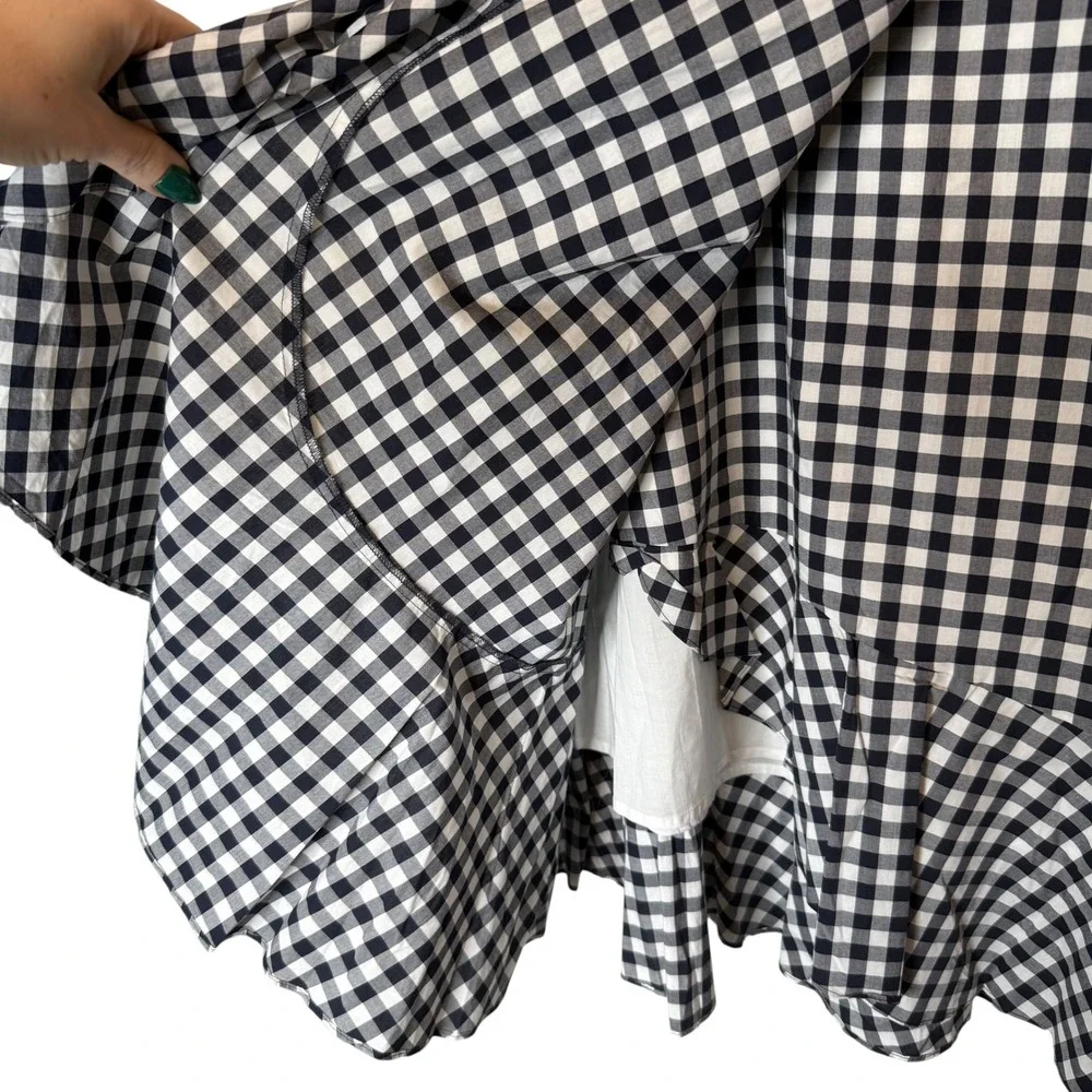 Talbots Gingham Ruffle Midi Skirt Black White NEW size 12 - Picture 4 of 8